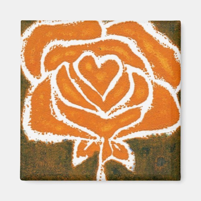 Imã "Coração Rosa nº 8" Magneta Floral (Frente)