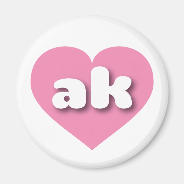 Imã Coração rosa no Alasca - Eu amo ak (Frente)