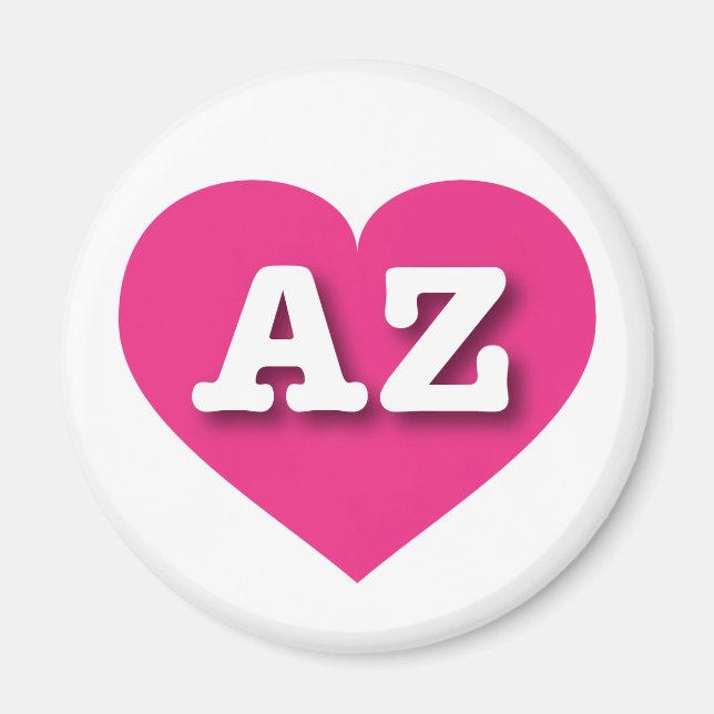 Imã Coração Rosa Quente arizona - Eu amo AZ (Frente)