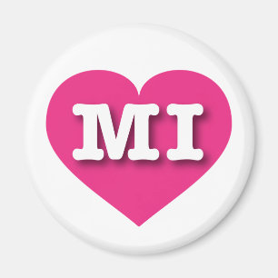 Imã Coração Rosa Quente MIchigan - Grande Amor