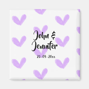 Imã Coração roxo casal de valentine aquarela nome da