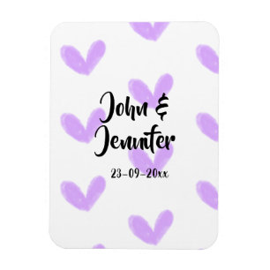 Ímã Coração roxo casal valentine nome da aquarela