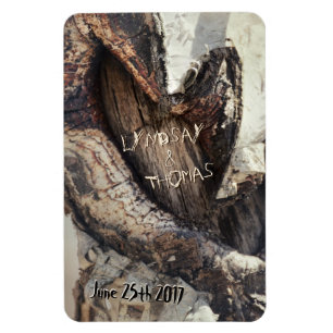 Ímã Coração Rústico no Latido de Nascimento com Nom