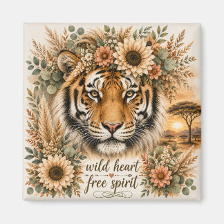 Imã Coração Selvagem Espírito Livre Arte Floral Boho T