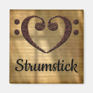 Imã Coração Strumstick do Clef de contrabaixo
