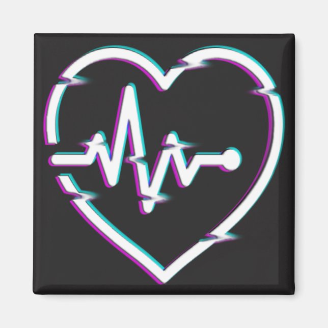 Imã Coração Verificar Magneta Quadrada (Frente)