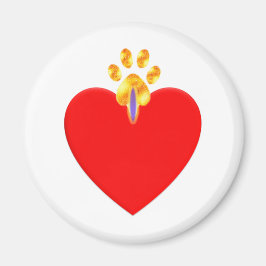 Imã Coração vermelha com ouro