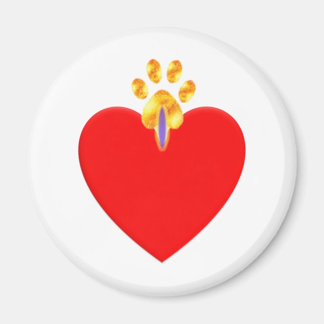 Imã Coração vermelha com ouro (Frente)