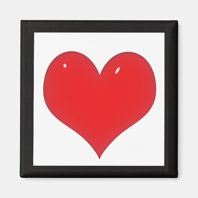 Imã Coração Vermelho Brilhante (Adicionar Seu Texto) (Frente)