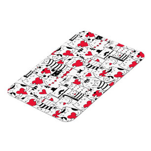 Ímã Coração Vermelho de Gato Branco Preto