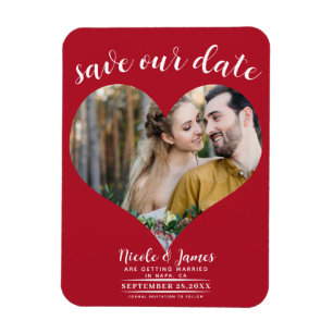 Ímã Coração Vermelho Foto Casamento Salve a Data