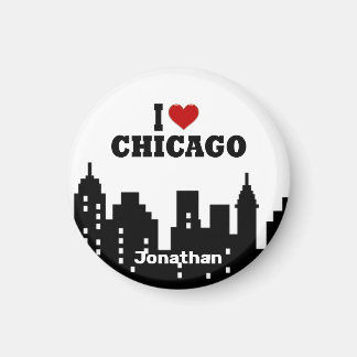 Imã Coração Vermelho Personalizado I Love Chicago
