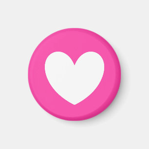 Imã Corações brancos de polca em rosa fuchsia