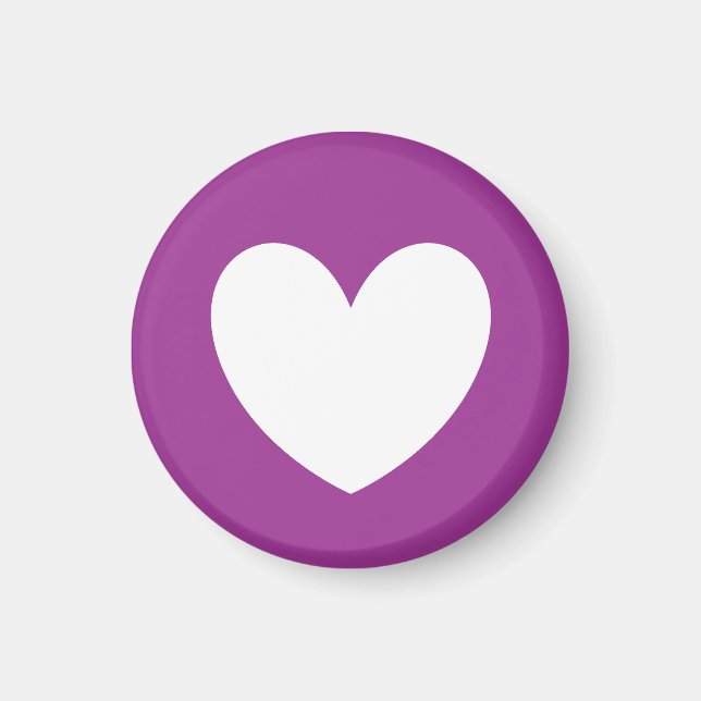 Imã Corações brancos de polca em roxo (Frente)