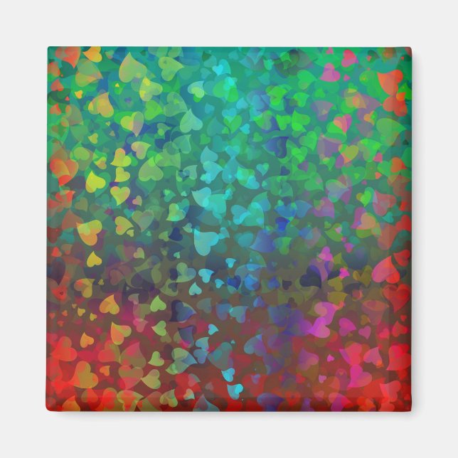 Imã Corações Caindo Vermelho e Verde (Frente)