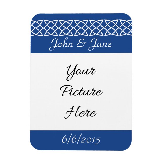 Ímã Corações Celtas em Azul Salvem-na-Data (Vertical)