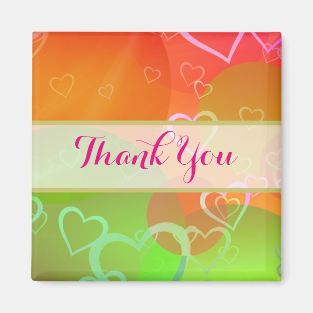 Imã Corações Coloridos e Balões - Obrigado (Frente)