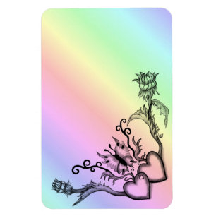 Ímã Corações com Flores e Borboleta no Estilo de Tatua