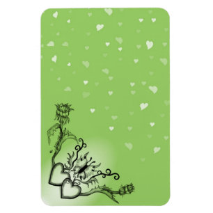 Ímã Corações com Flores e Borboleta no Estilo de Tatua