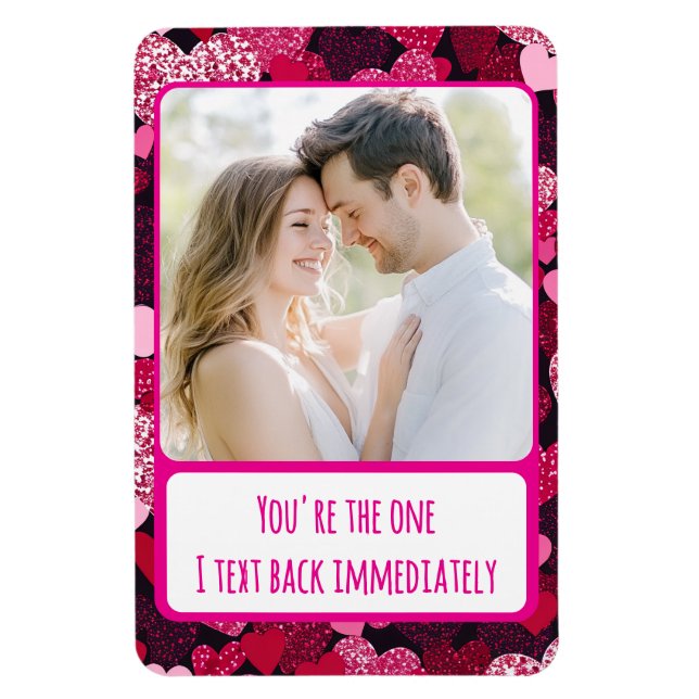Ímã Corações Cor-de-Rosa Cintilante Enviar Texto Imedi (Vertical)