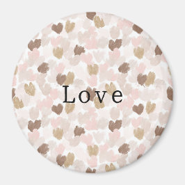 Imã Corações de Amor Rosa Creme Marrom
