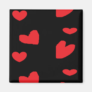 Imã Corações de amor vermelho em preto
