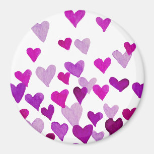Imã Corações de Aquarelas do Dia do namorados - roxo