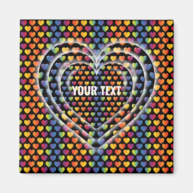 Imã Corações de Arco-Íris Minimalistas Elegantes (Frente)