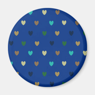 Imã Corações de bolinhas em tons azul pavão