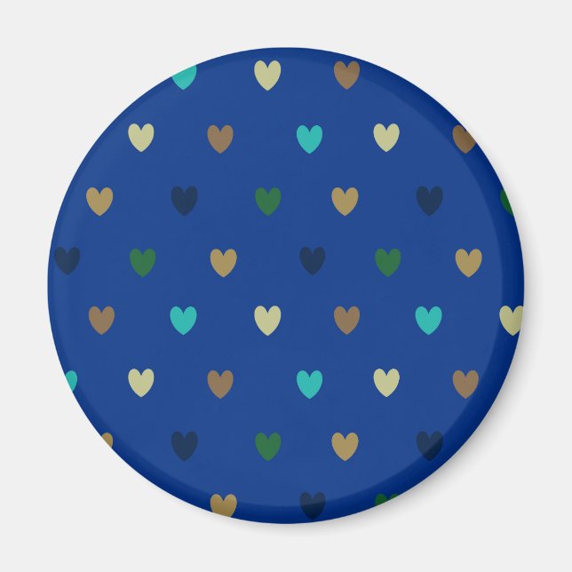 Imã Corações de bolinhas em tons azul pavão (Frente)