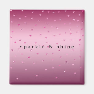 Imã Corações de Brilho Rosa