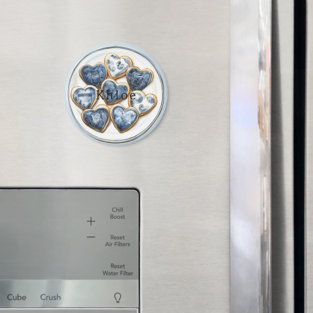 Imã Corações de Denim Branco Azul (In Situ (Fridge))