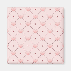 Imã corações de doce cor-de-rosa em padrão diagonal