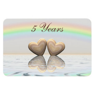 Ímã Corações de Madeira do 5 Aniversário