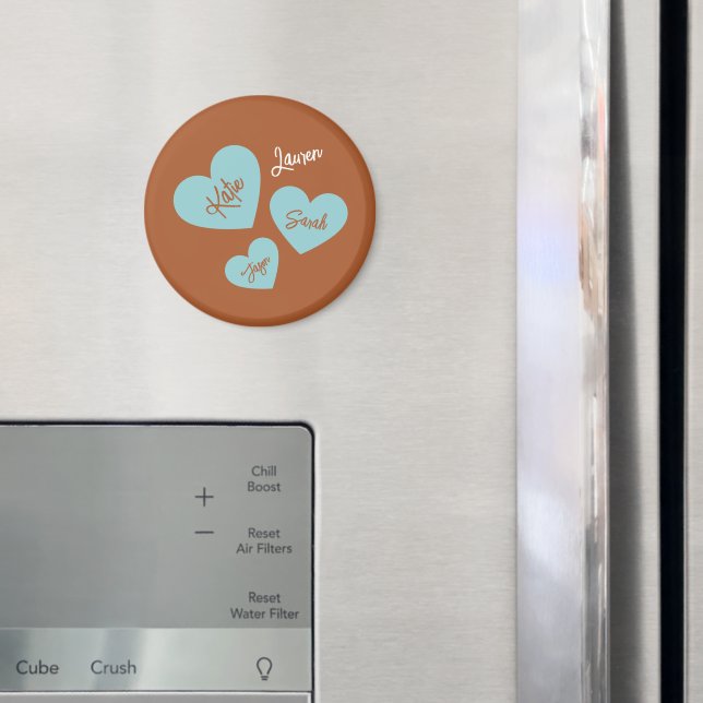 Imã Corações de Mãe Personalizadas Nomes de Crianças (In Situ (Fridge))