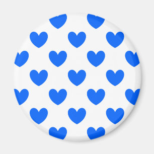 Imã Corações de polca azul em branco
