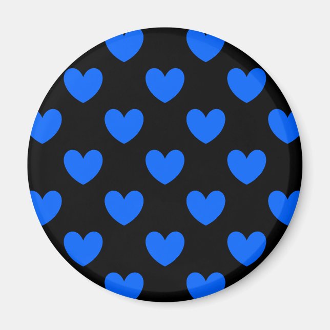 Imã Corações de polca azul em preto (Frente)
