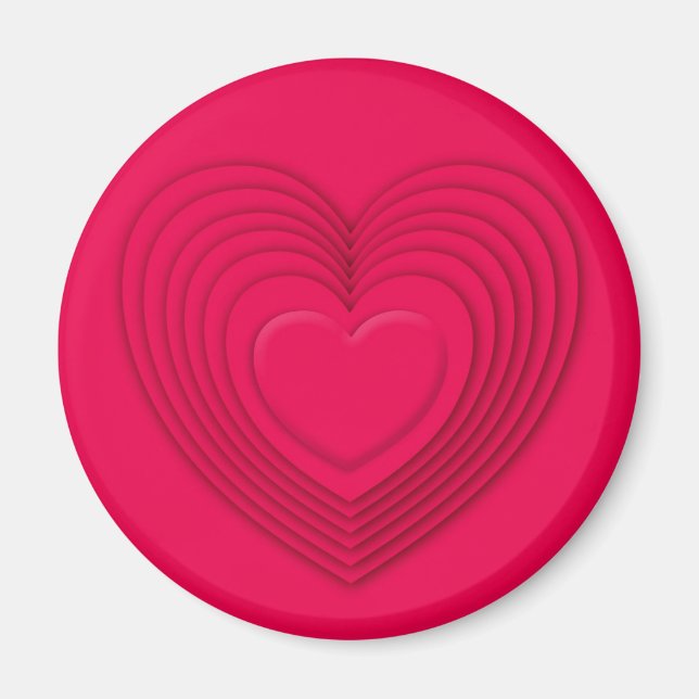 Imã Corações em camadas 3d - rosa vermelho (Frente)