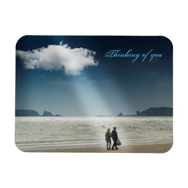 Ímã Corações em uma praia. (Horizontal)