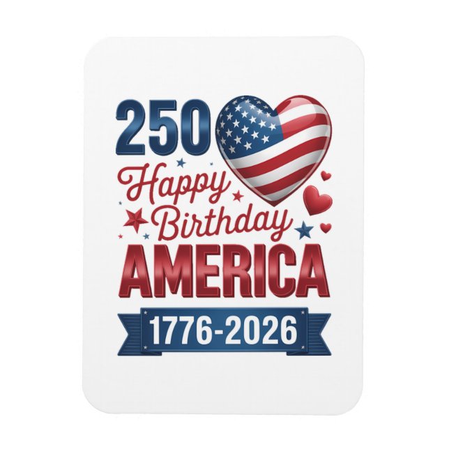 Ímã Corações EUA 1776 2026 4 de julho (Vertical)