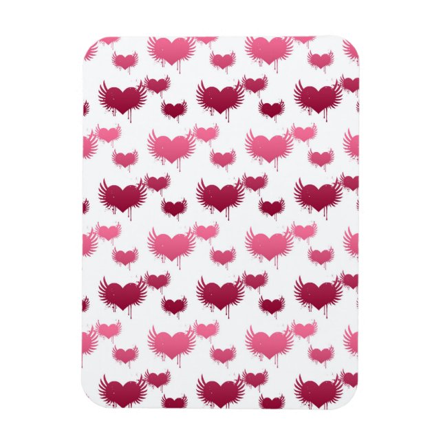 Ímã Corações Fofos Vermelhos e Rosados com Asas (Vertical)