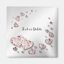 Imã Corações Geométricos Elegantes Rosa Brilhante