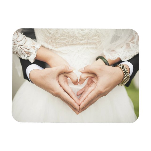 Ímã Corações no Casamento das Mãos (Horizontal)