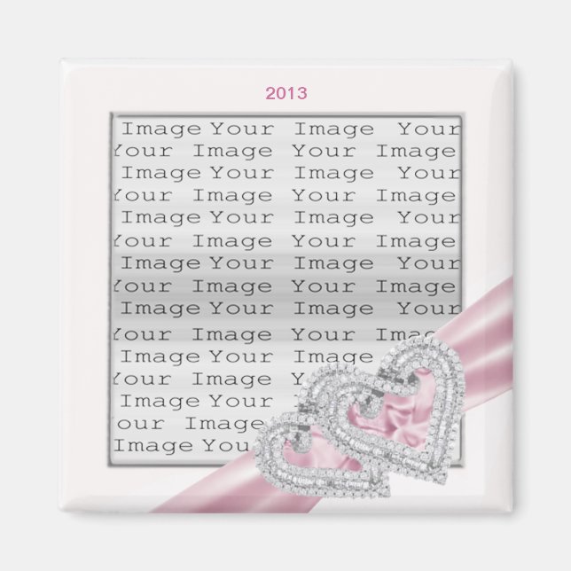 Imã Corações Personalizados Magneta de Fita Rosa Paste (Frente)