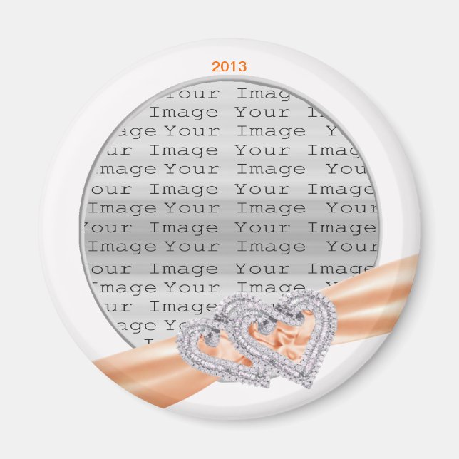 Imã Corações Personalizados Tangerine Friso Magnet (Frente)