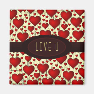 Imã Corações Românticos Vermelhos Brilhantes Padrã