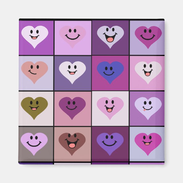 Imã Corações Rosa e Roxo (Frente)