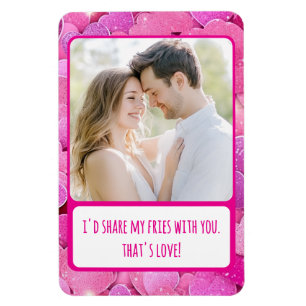 Ímã Corações Rosa Púrpura Compartilham Minha Foto Flex