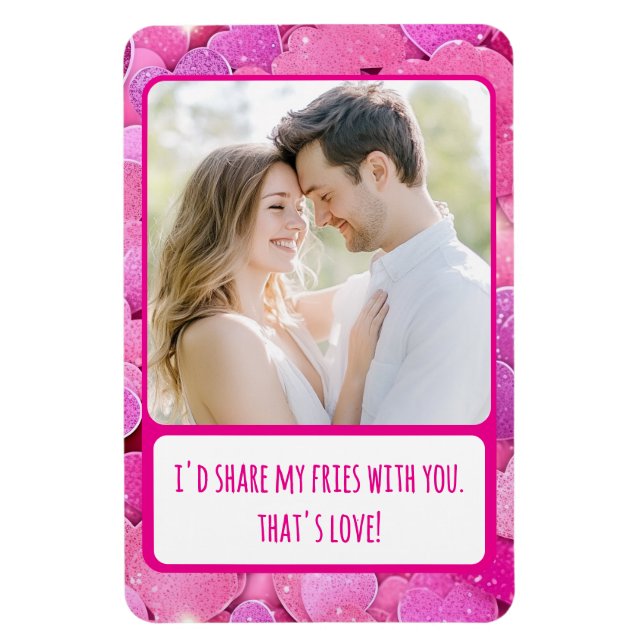 Ímã Corações Rosa Púrpura Compartilham Minha Foto Flex (Vertical)