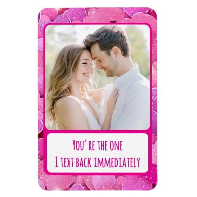 Ímã Corações Rosa Púrpura Texto Reverso Foto Flexível  (Vertical)